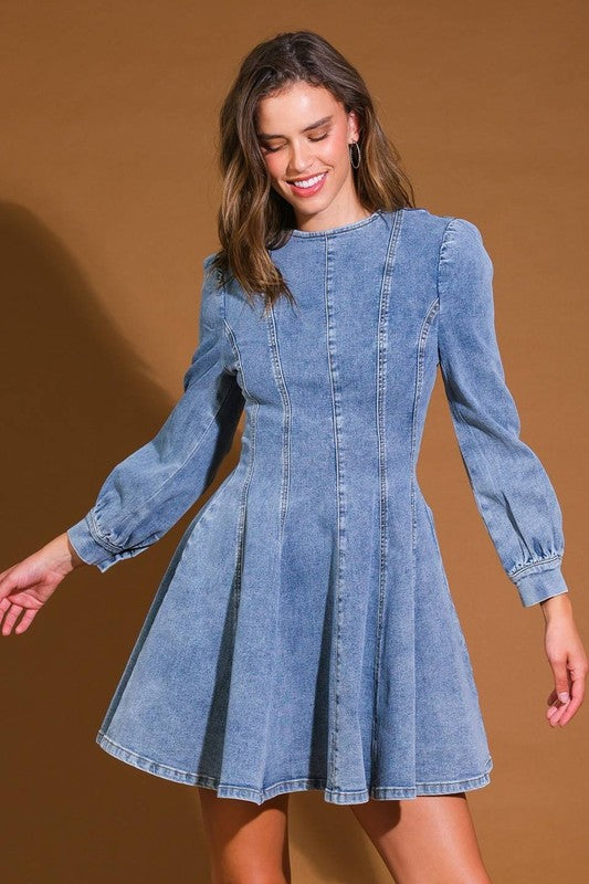 Dames Denim Skater Mini Jurk 2