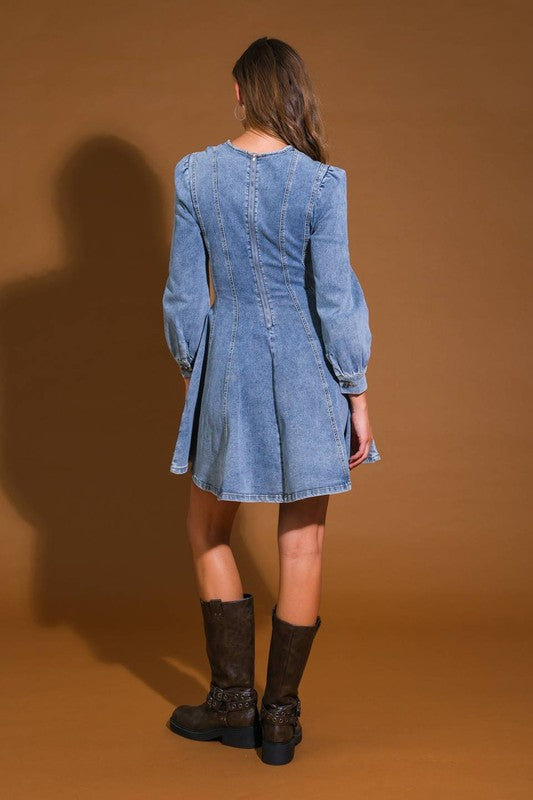 Dames Denim Skater Mini Jurk 3
