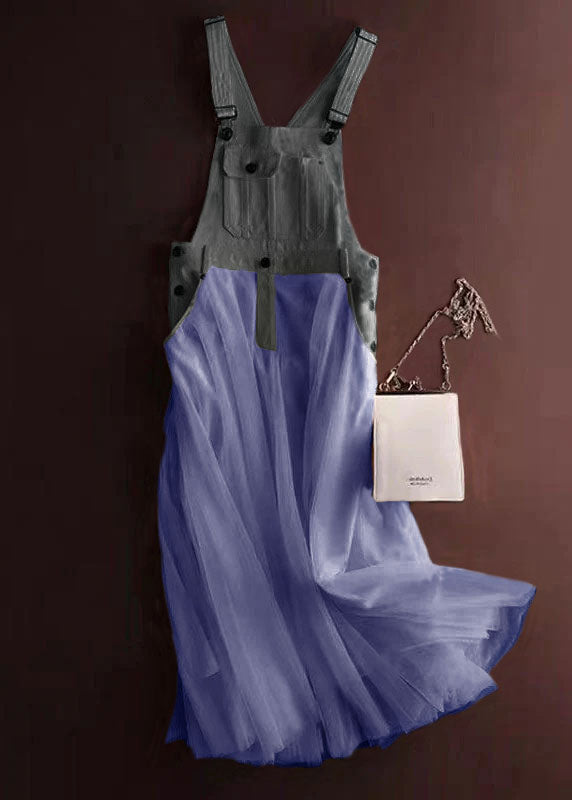 Dames Denim Strap Dress met Tulle Patchwork 6