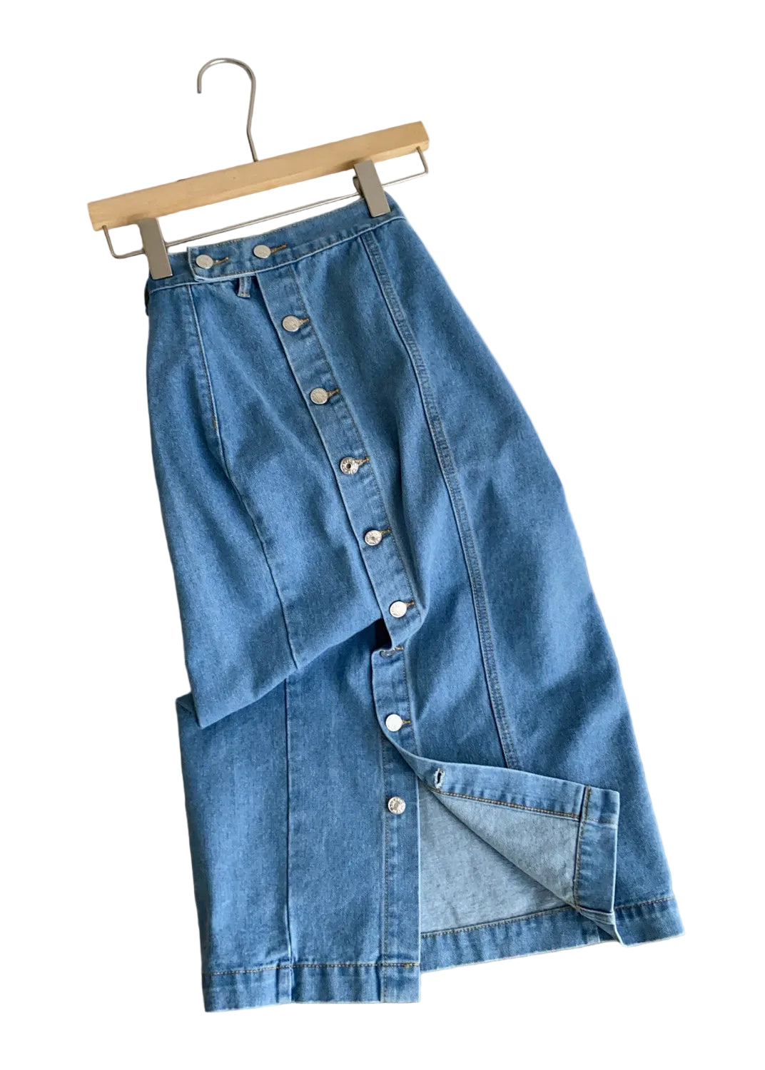 Dames Denim Wikkelrok Met Knopen 0