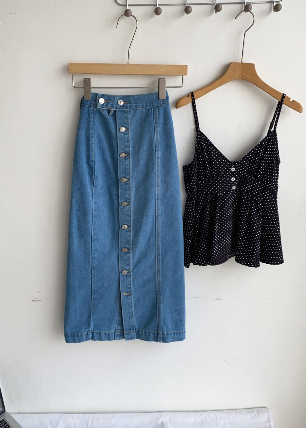 Dames Denim Wikkelrok Met Knopen 1