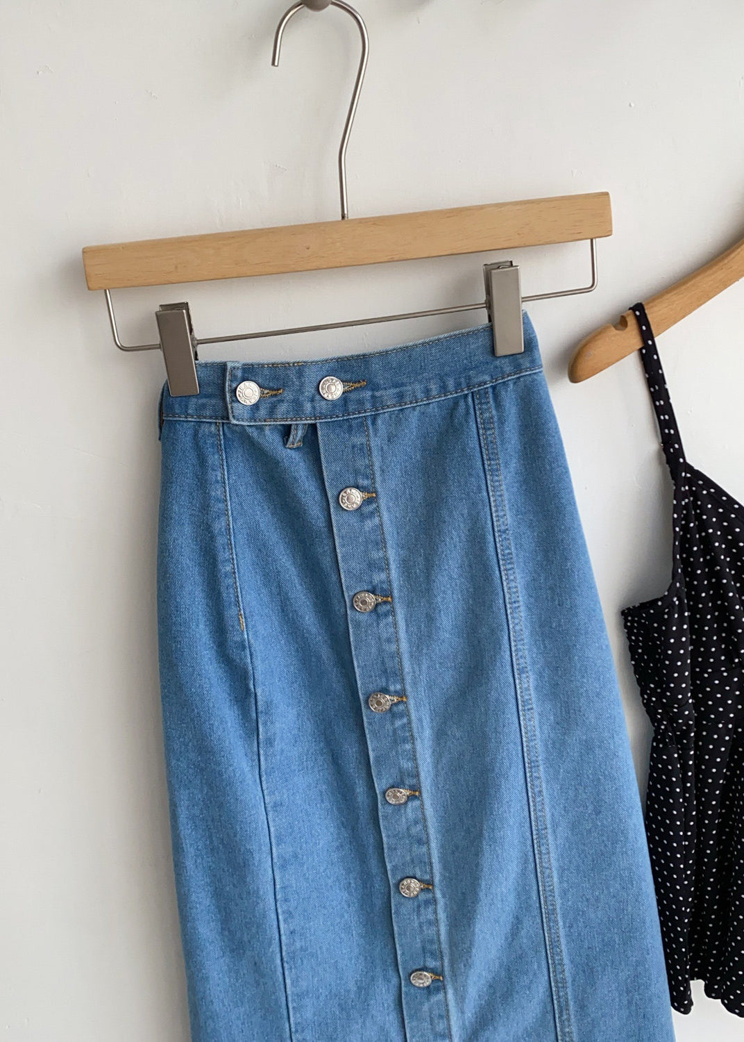 Dames Denim Wikkelrok Met Knopen 2