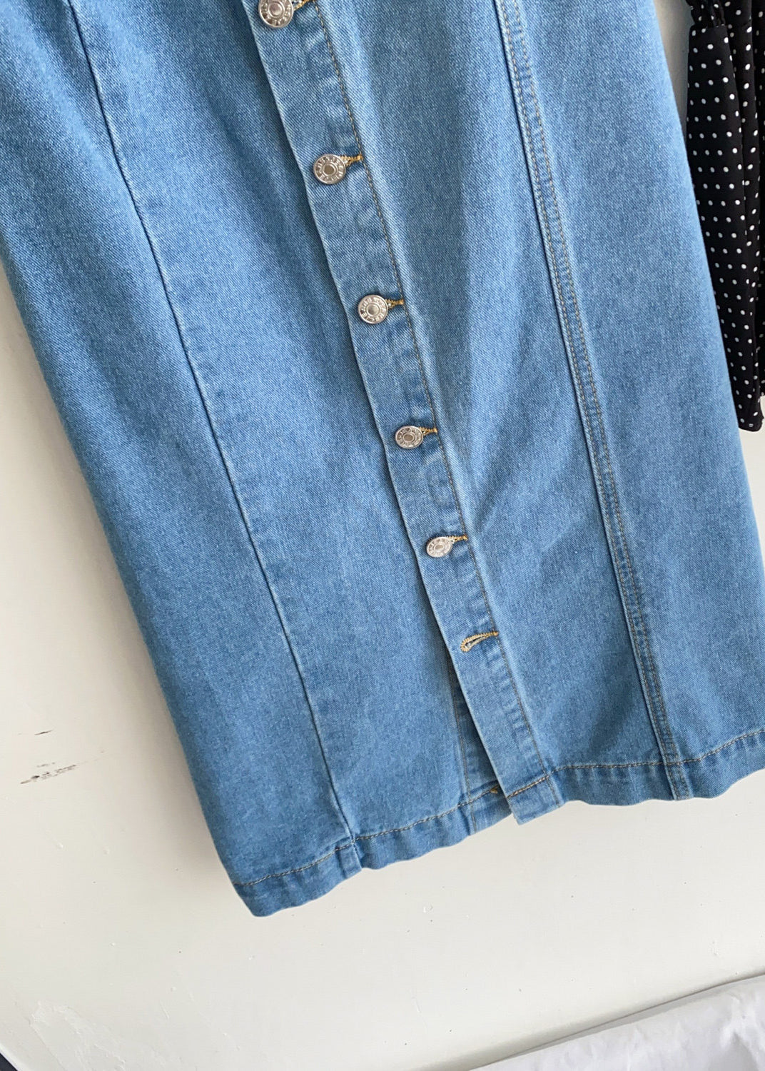 Dames Denim Wikkelrok Met Knopen 4