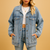 Dames Denim Winterjas met Knopen 1