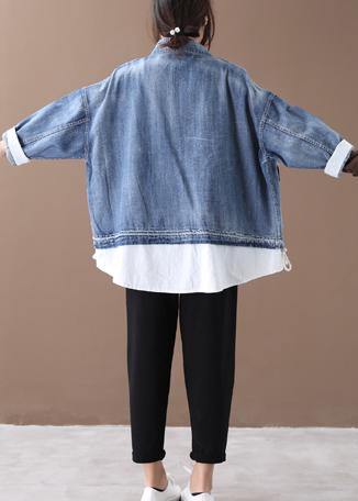 Dames Denimblauwe Jasje met Opstaande Kraag en Ritssluiting 3