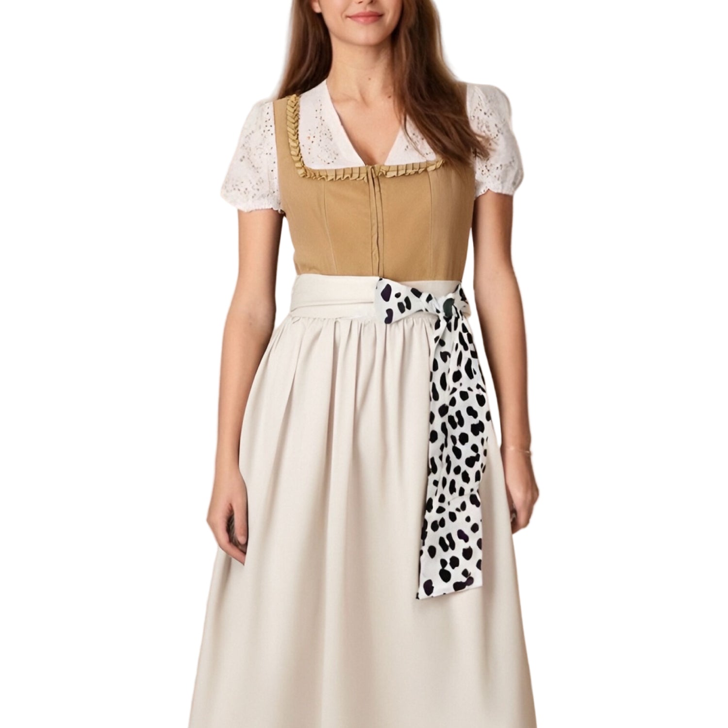 Dames Dirndl Leopardenprint Modern Oktoberfest Jurkje Hoogwaardige Stof 0