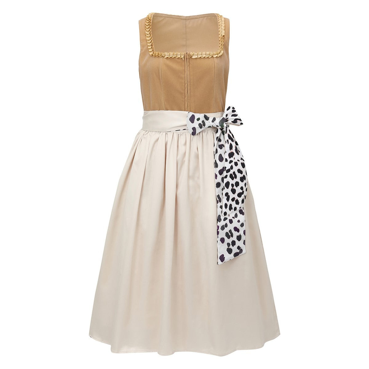 Dames Dirndl Leopardenprint Modern Oktoberfest Jurkje Hoogwaardige Stof 1