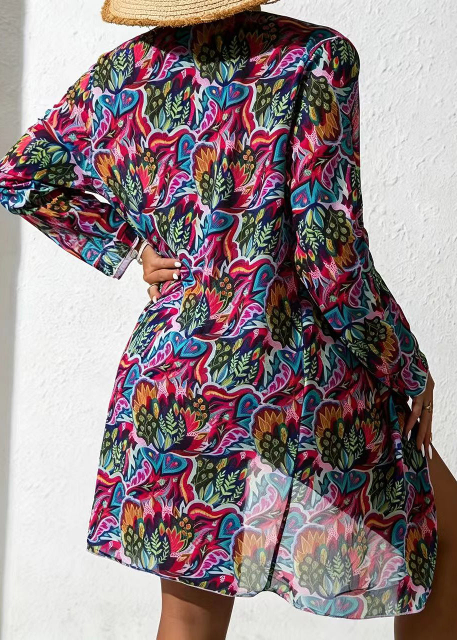 Dames Drie-delige Badmode Set Boheemse Marineprint 1