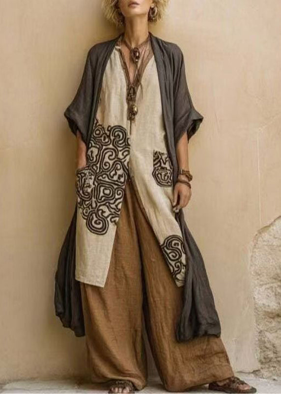 Dames Driedelige Set Boho V-halsprint 0