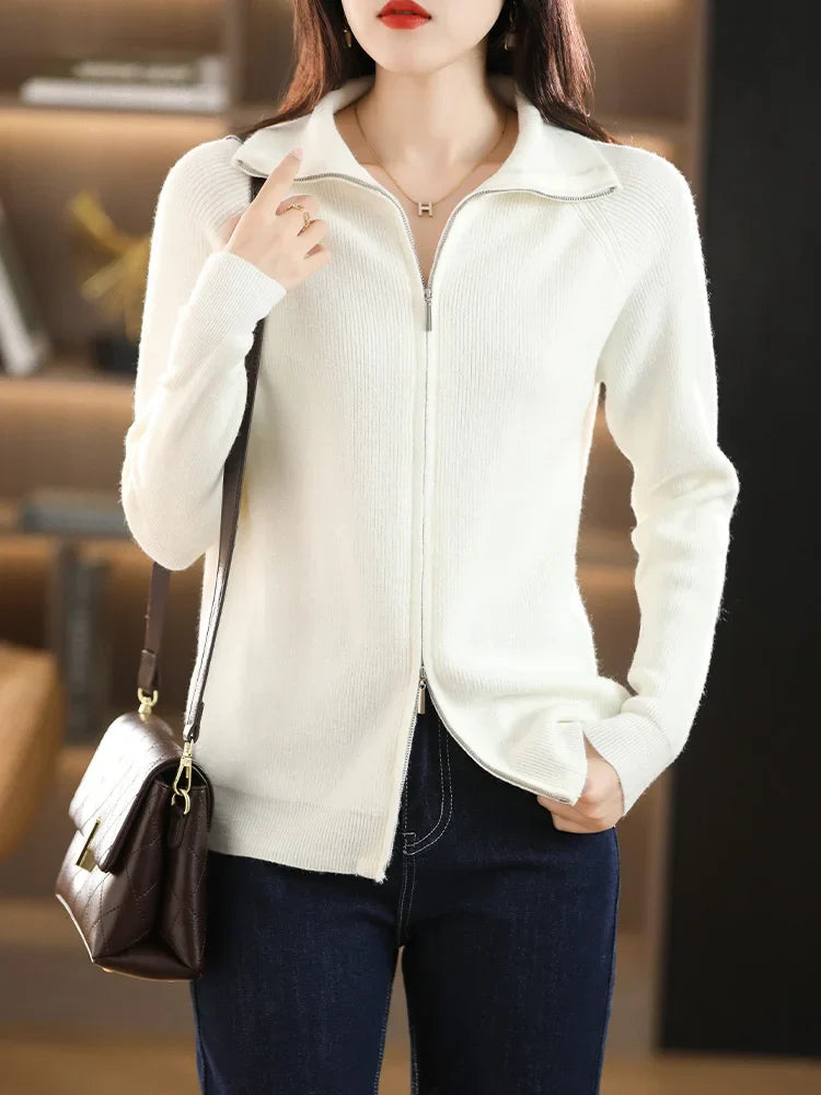 Dames Dubbele Rits Vest Wol Katoen 12