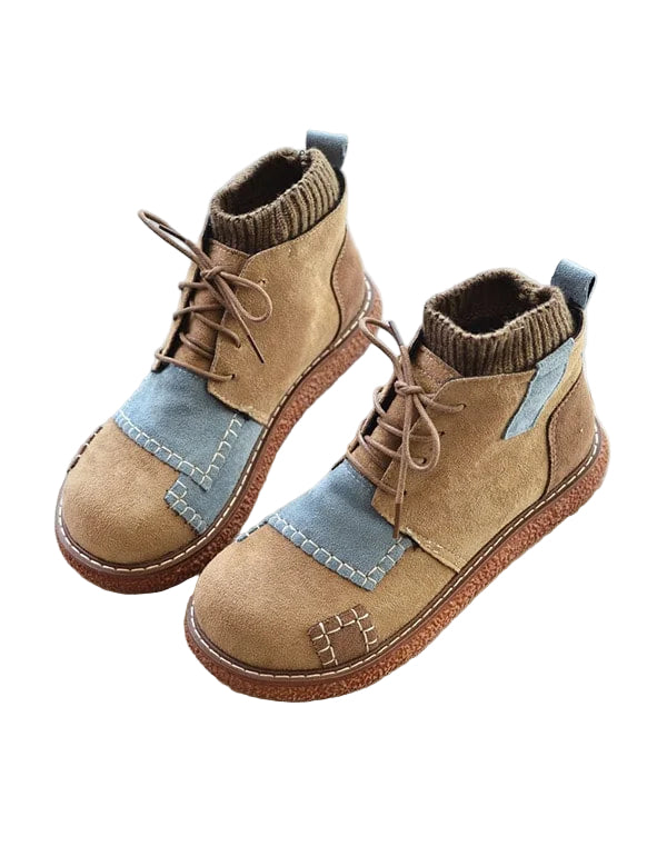 Dames Enkellaarzen Retro Stijl met Dikke Hak 0