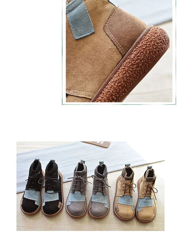 Dames Enkellaarzen Retro Stijl met Dikke Hak 4