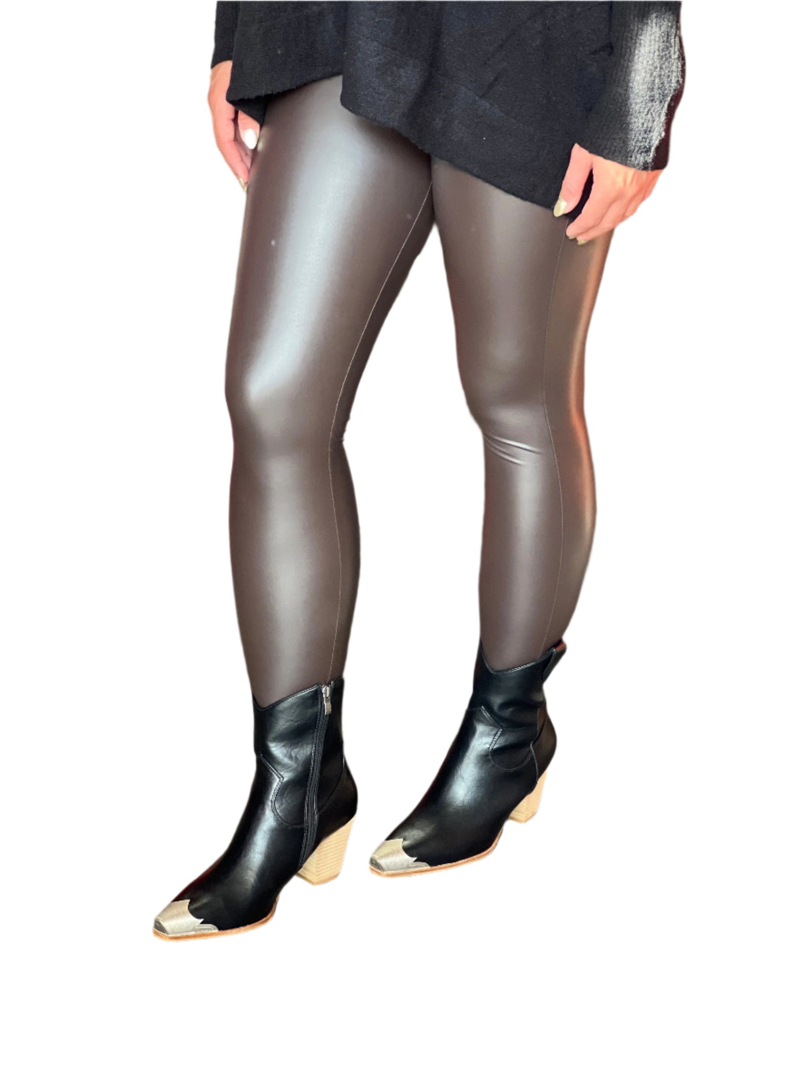 Dames Faux Leather Leggings Chocolade 0