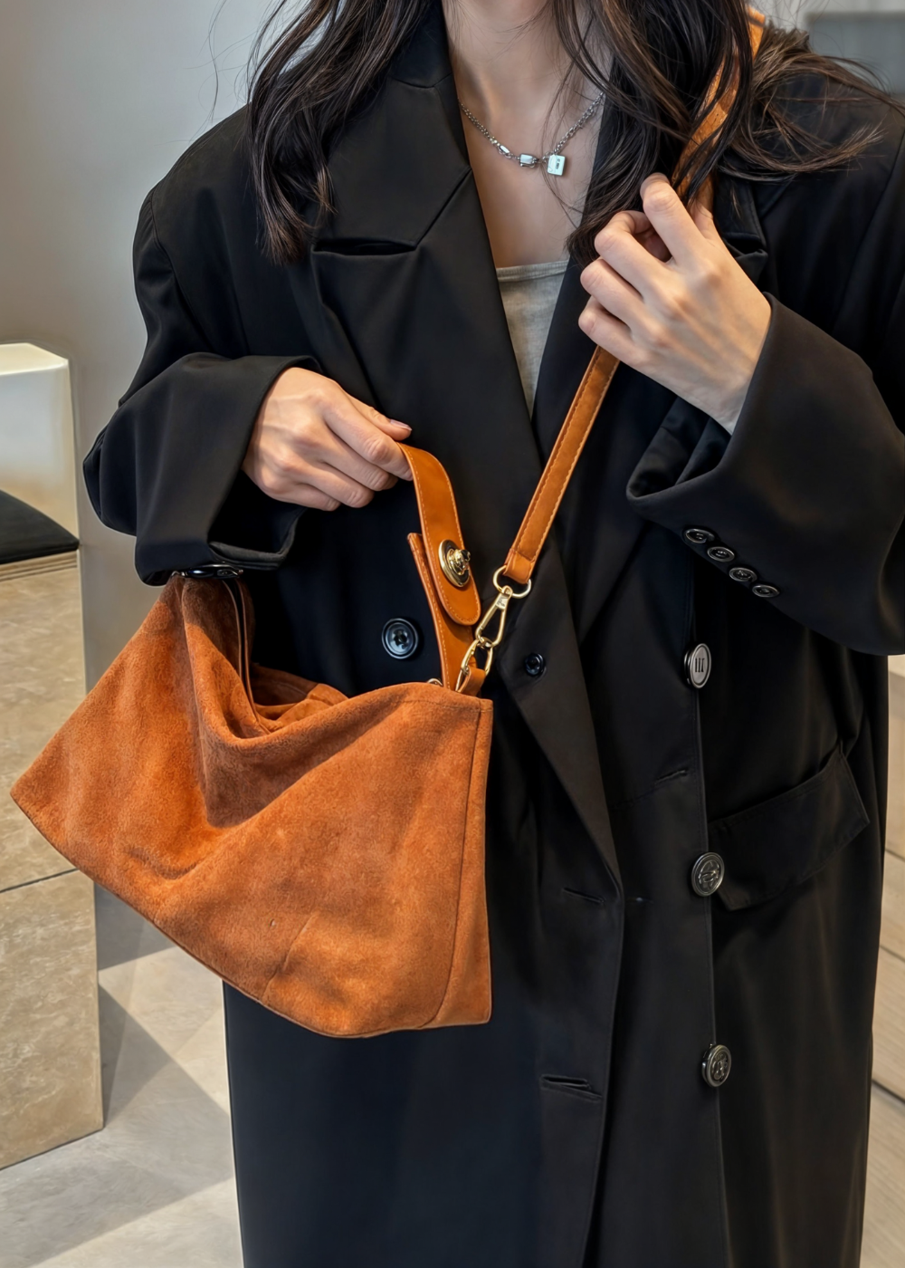 Dames Faux Suede Tas MM Tijdloze Elegantie 5