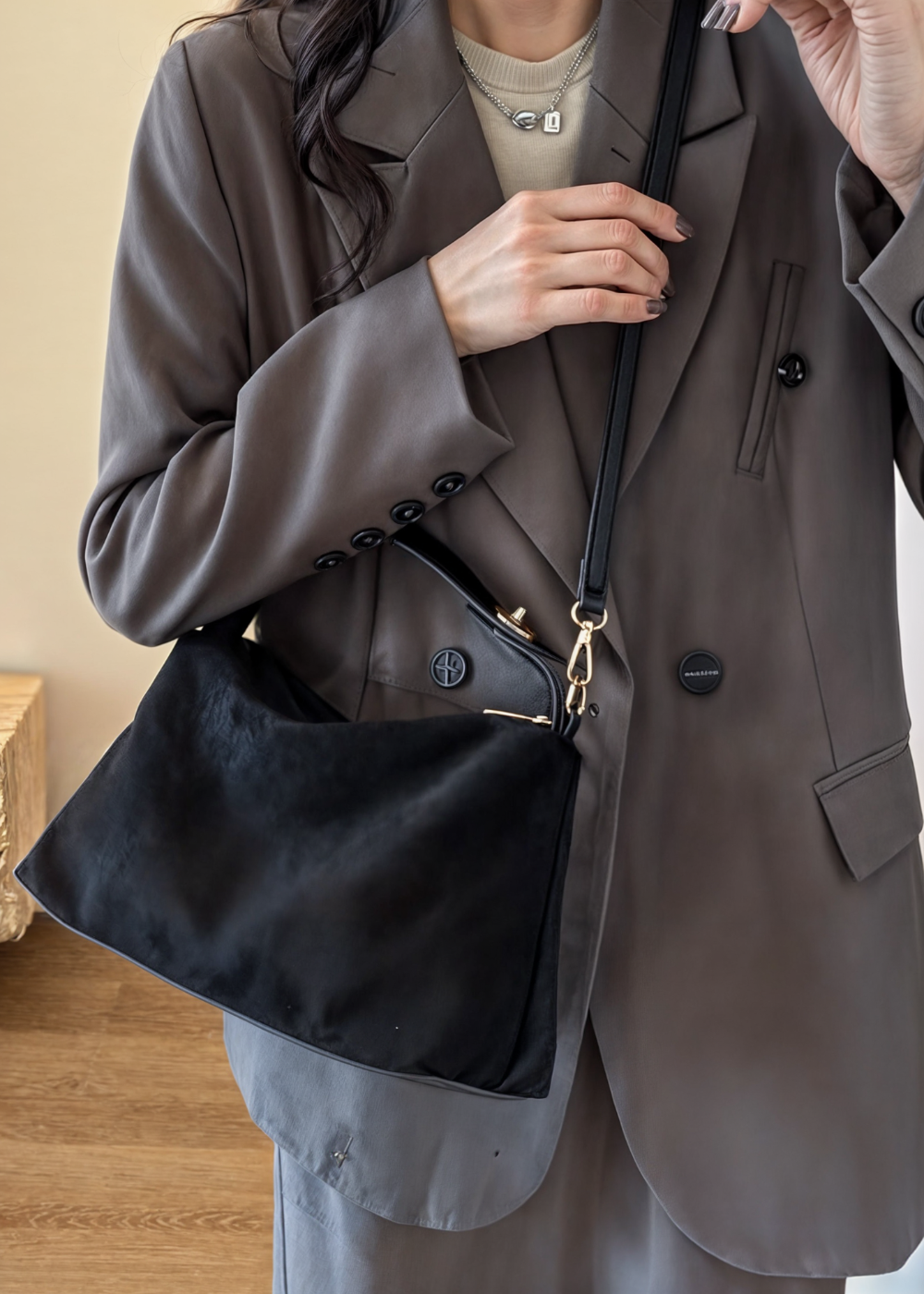 Dames Faux Suede Tas MM Tijdloze Elegantie 6