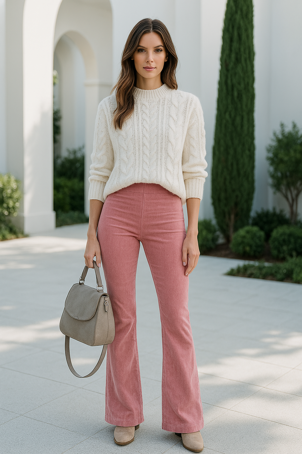 Dames Flared Broek Hoge Taille Zachte Gemengde Stof 2