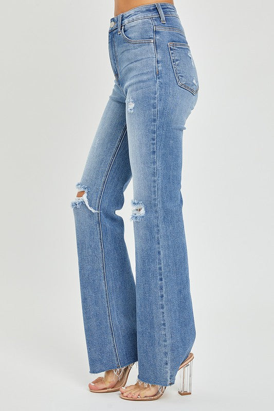 Dames Flared Jeans Hoog Taille Medium Denim 2