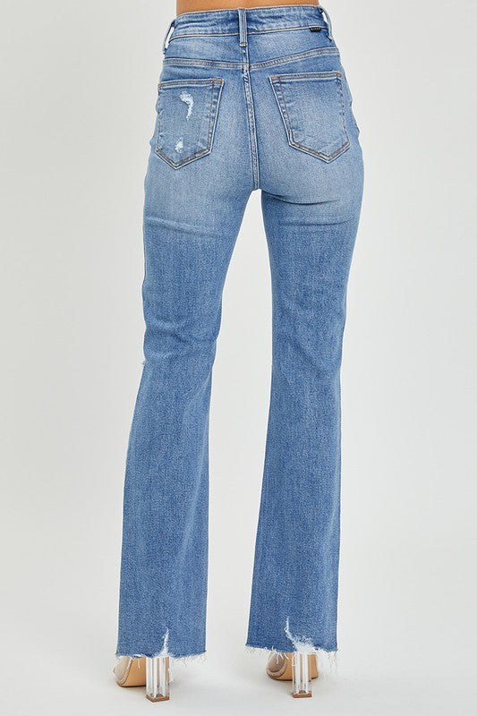 Dames Flared Jeans Hoog Taille Medium Denim 3