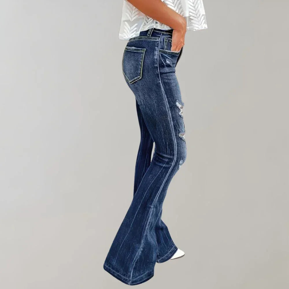 Dames Flared Jeans met Gescheurde Details 1