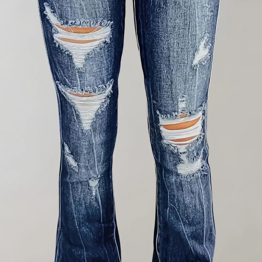 Dames Flared Jeans met Gescheurde Details 3