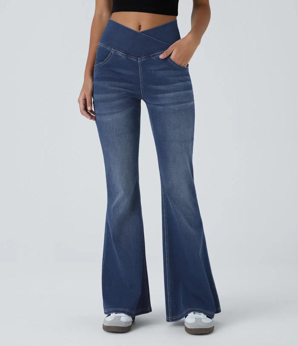 Dames Flared Pants Hoog Taille Elastisch 4
