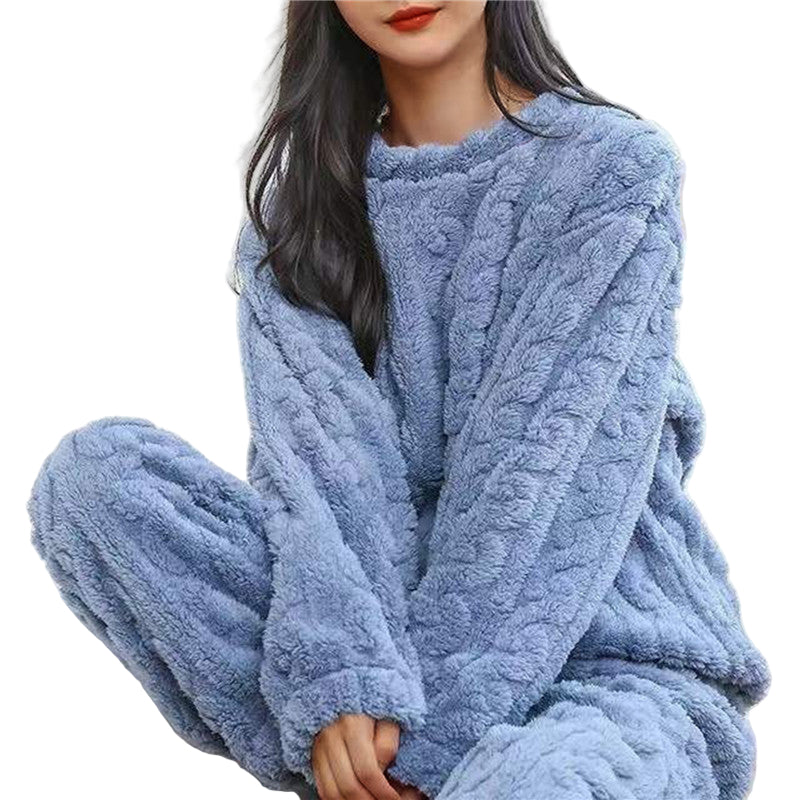 Lovasy Pyjama voor vrouwen warme fleece pyjama's sets dames pluizige