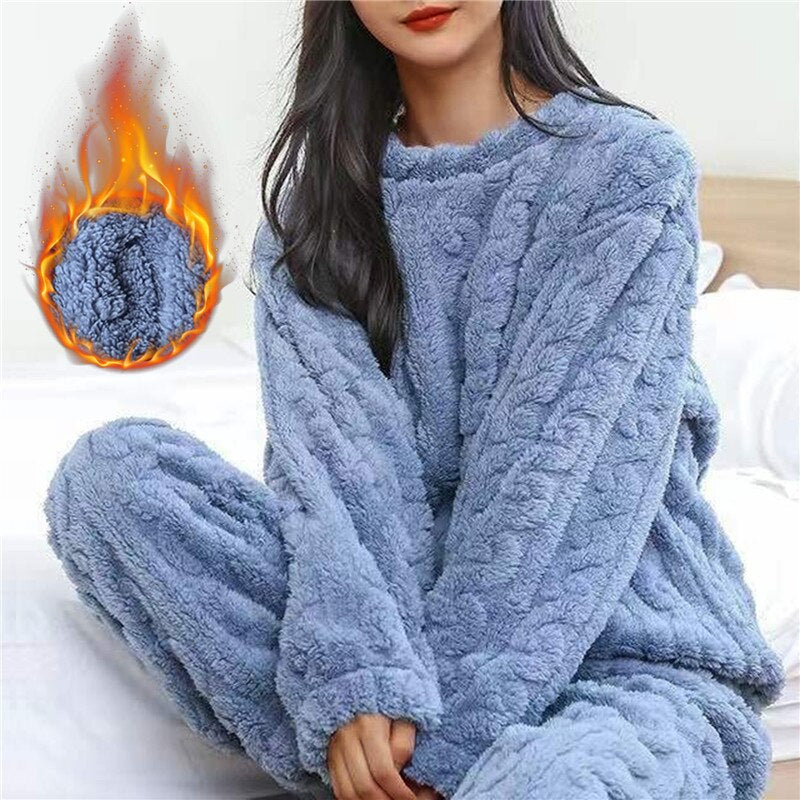 Dames Fleece Pyjama Set Warm en Comfortabel voor Nachtkleding 2