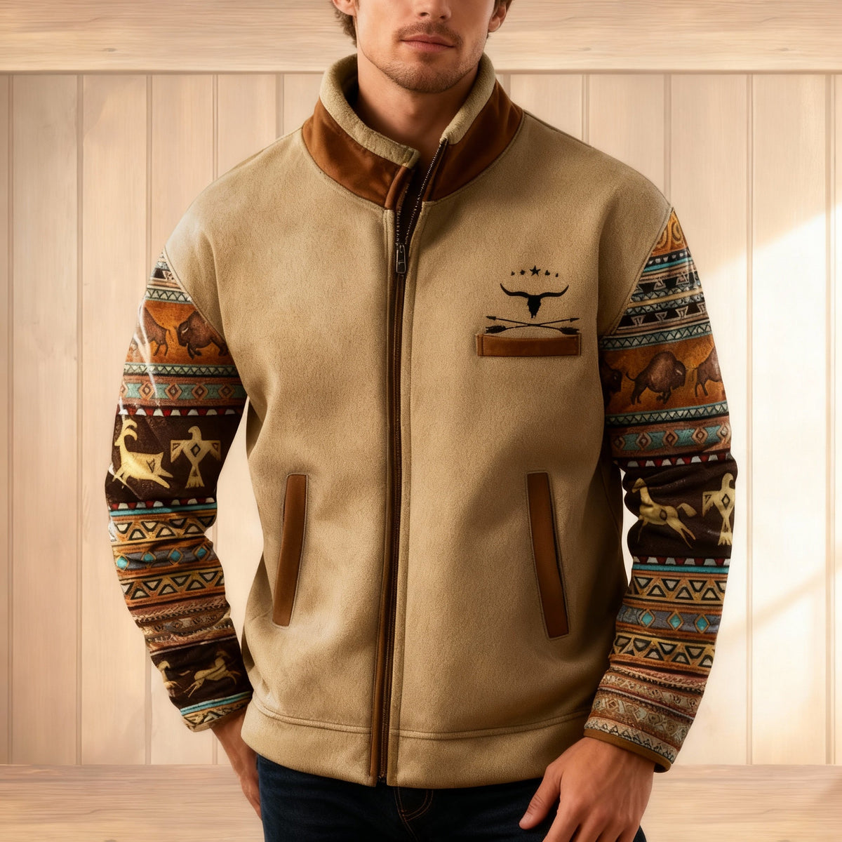 Dames Fleecejack Casual met 3D-Print 3