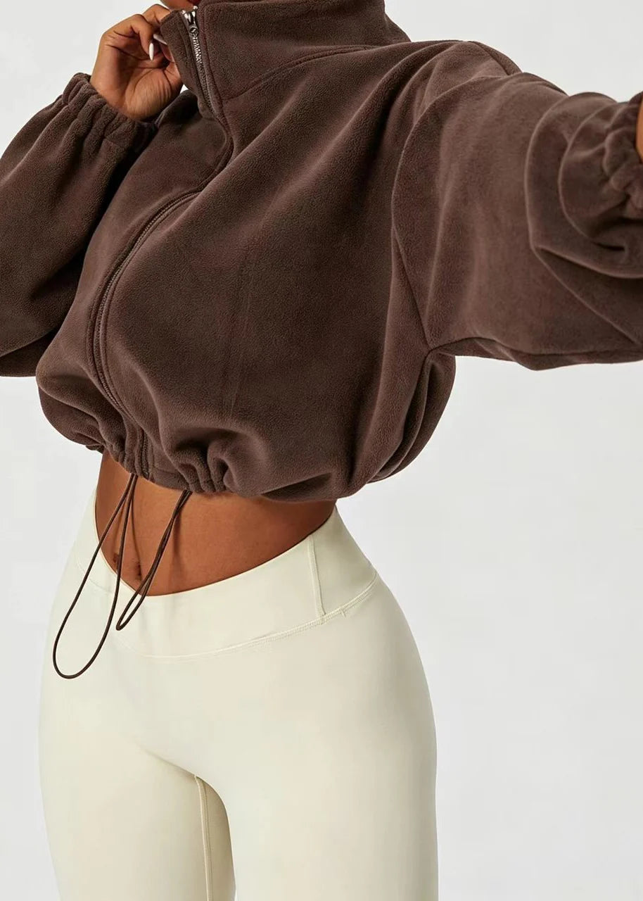 Dames Fleecejas Met Opstaande Kraag Casual 2