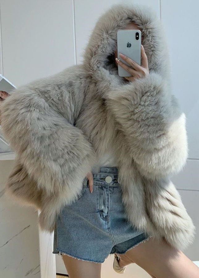 Dames Fuzzy Fur Fluffy Jacket met Capuchon 1