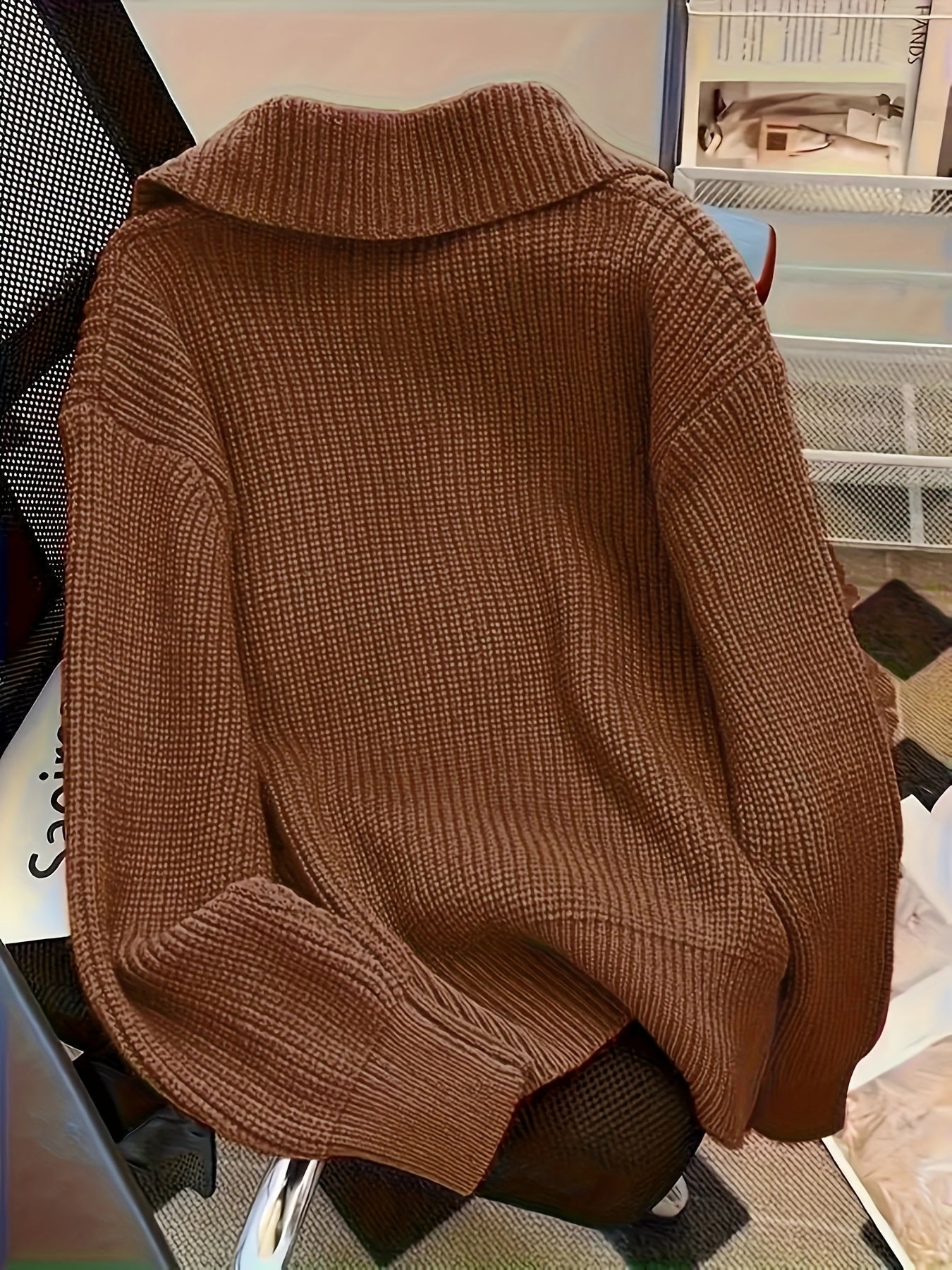 Dames Gebreid Vest Oversized 7