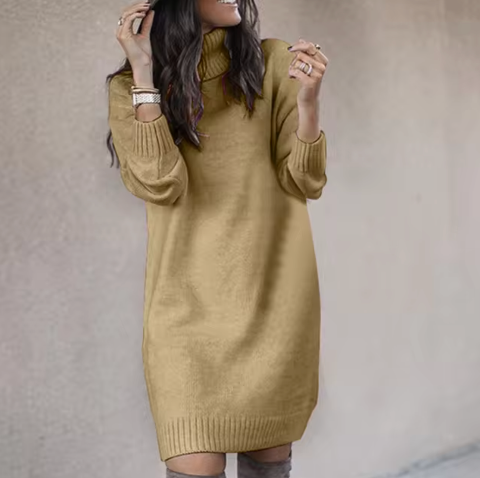 Dames Gebreide Jurk Casual Stijl 1