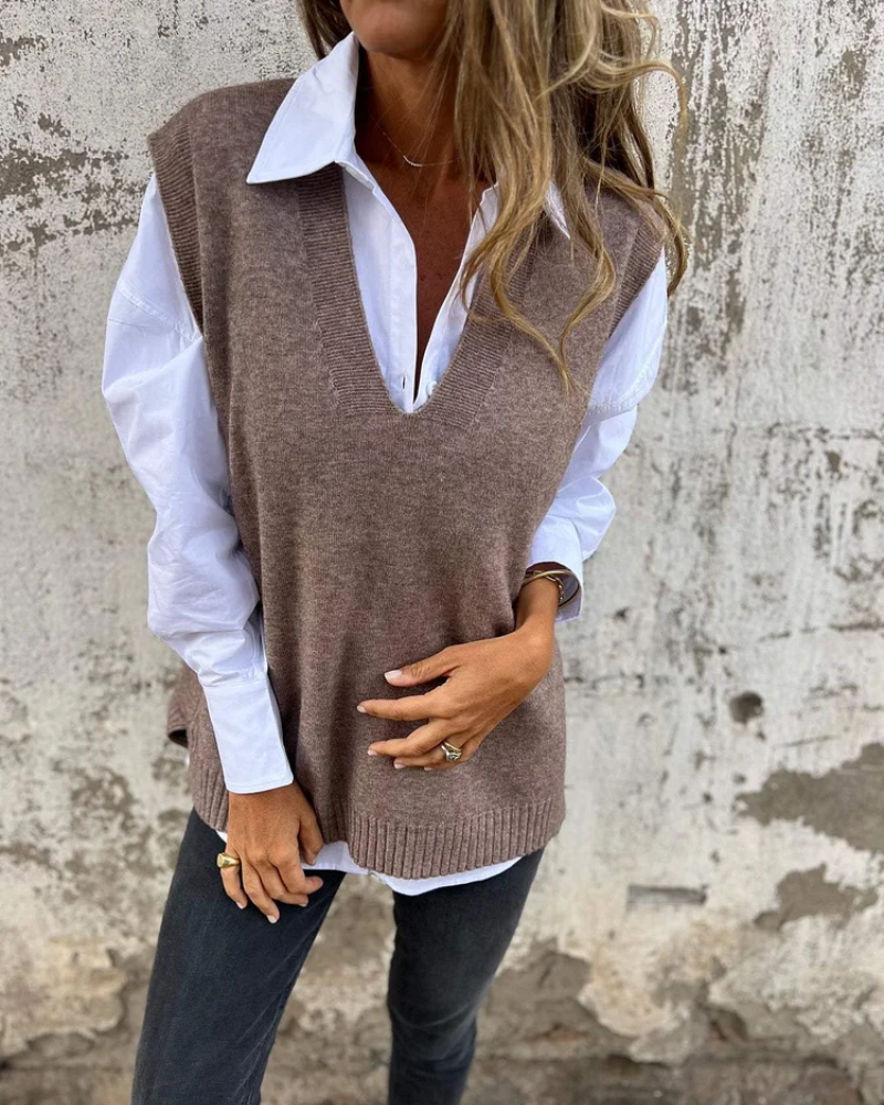 Dames Gebreide Sweater Vest V-hals Lichtgewicht 2