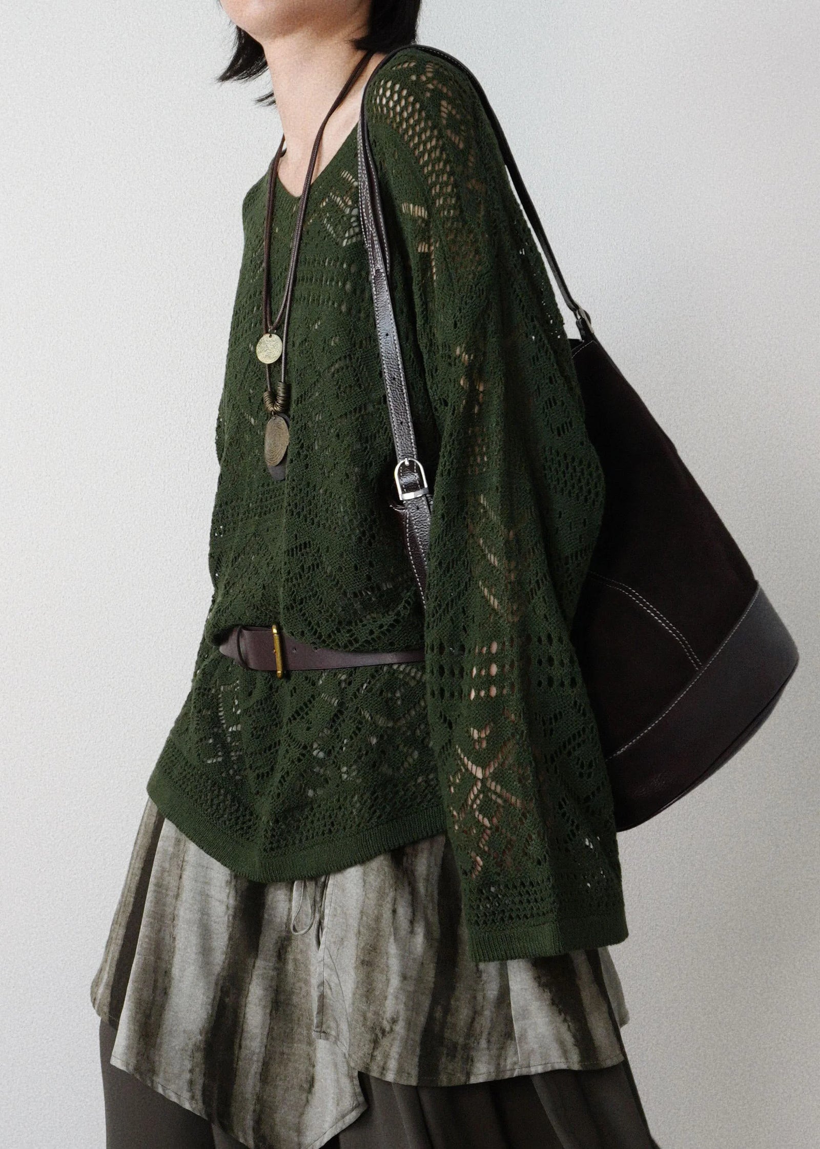 Dames Gebreide Top met Opengewerkte Details Herfststijl 3