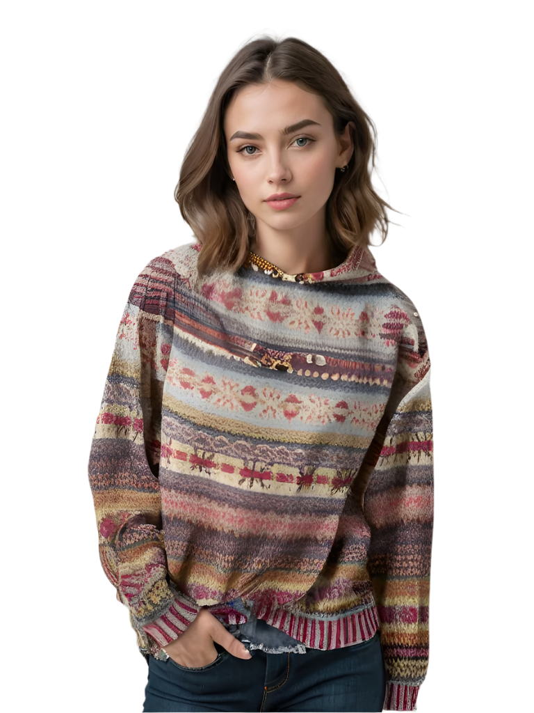 Dames Gebreide Trui Met Capuchon Multicolor Casual Gebreid 0
