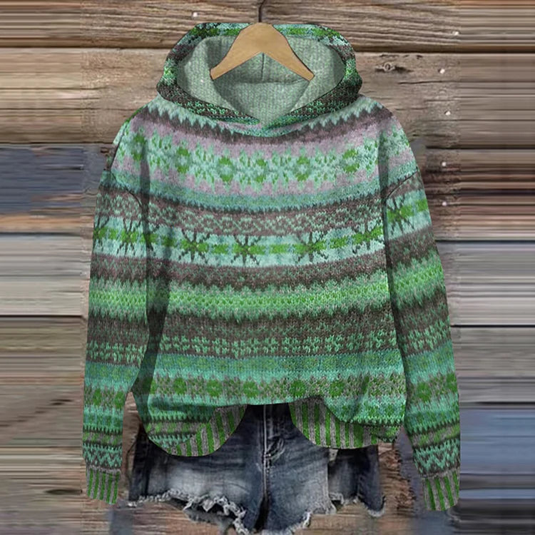 Dames Gebreide Trui Met Capuchon Multicolor Casual Gebreid 2