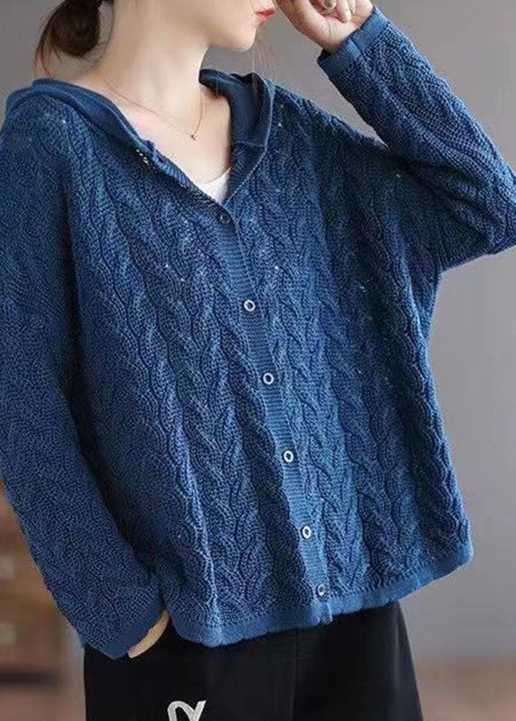 Dames Gebreide Trui met Capuchon en Knopen Casual Comfort 3