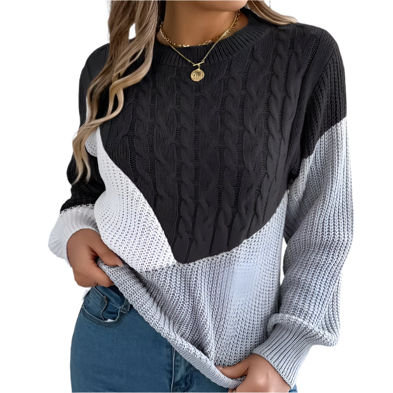 Dames Gebreide Trui met Kleurblok Design 0