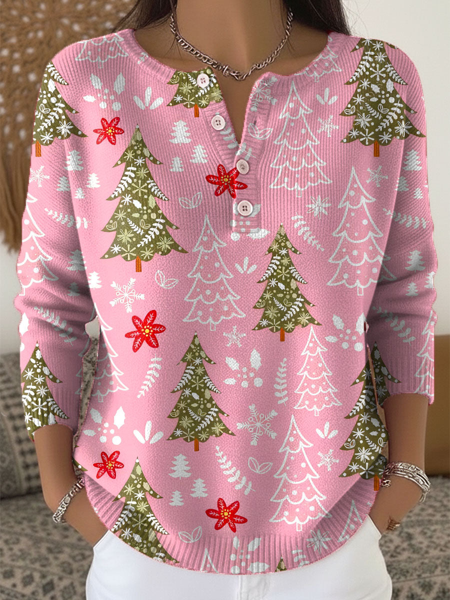 Dames Gebreide Trui met Knoopdetails voor Kerst 4