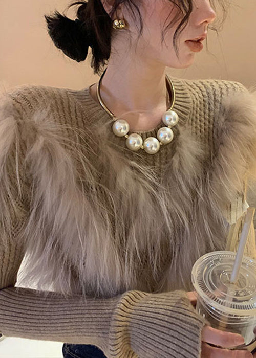 Dames Gebreide Truien met Patchwork Design 0