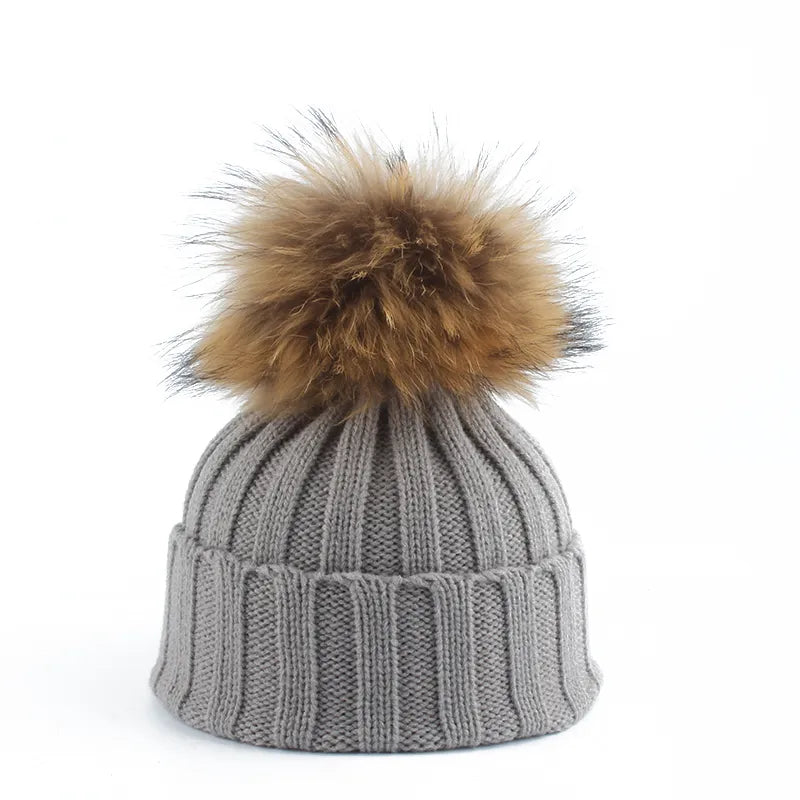 Dames Gebreide Wintermuts met Pompons 2