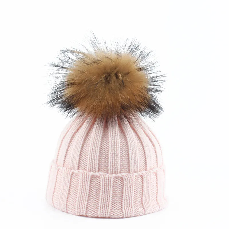 Dames Gebreide Wintermuts met Pompons 4