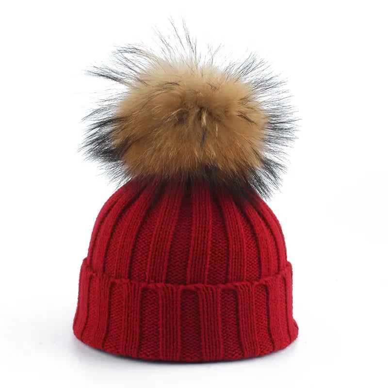 Dames Gebreide Wintermuts met Pompons 5