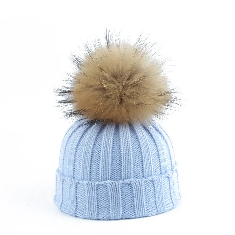 Dames Gebreide Wintermuts met Pompons 6