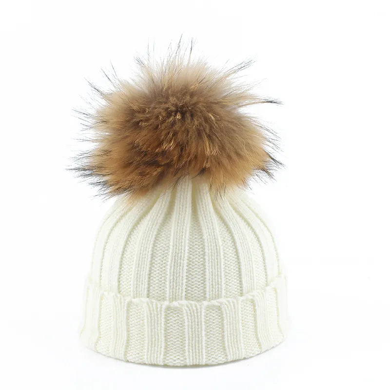 Dames Gebreide Wintermuts met Pompons 7
