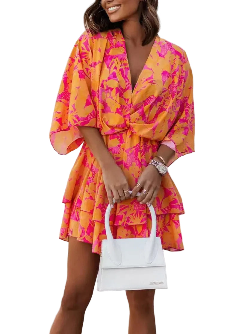 Dames Gelaagde Jurk Met Print Zomerstijl 0