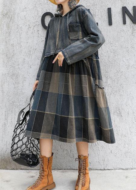 Dames Gewaad Herfstjurk met Capuchon en Patchwork Design 2