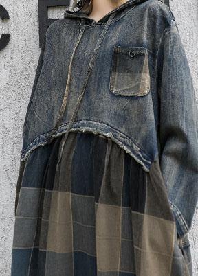 Dames Gewaad Herfstjurk met Capuchon en Patchwork Design 4