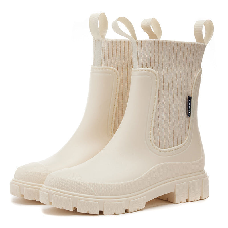 Rubberlaarzen voor dames, waterdichte laarzen, halfhoge regenlaarzen voor dames, Chelsea met antislipzool, modieuze modderlaarzen, outdoor, werklaarzen, zwart, 38 EU Rubberlaarzen voor dames, waterdichte laarzen, halfhoge regenlaarzen voor dames, Chelsea met antislipzool, modieuze modderlaarzen, outdoor, werklaarzen, zwart, 38 EU