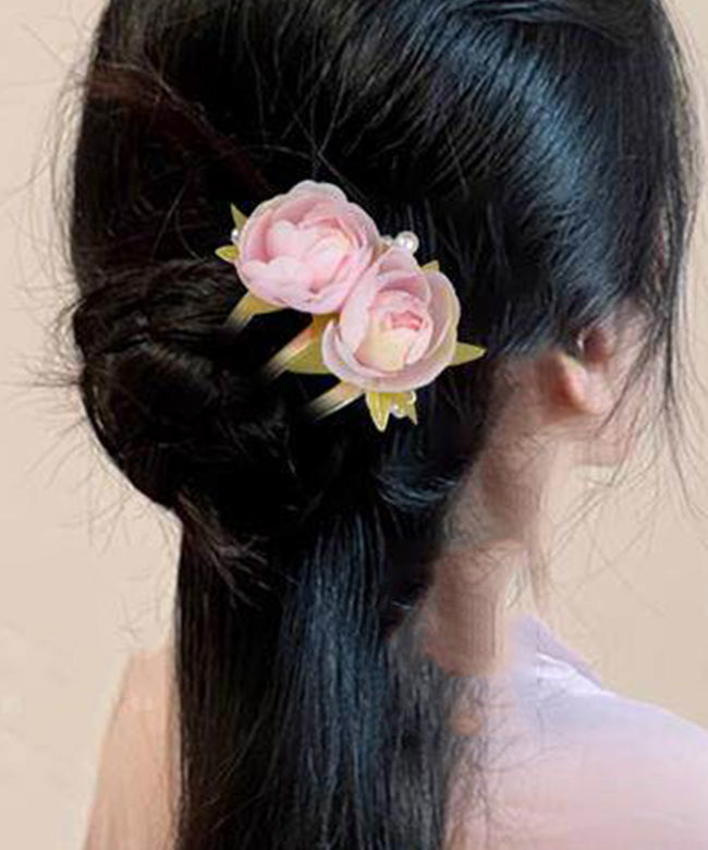Dames Haarspeld Bloemvormig Roze Stijlvol Accessoire 4